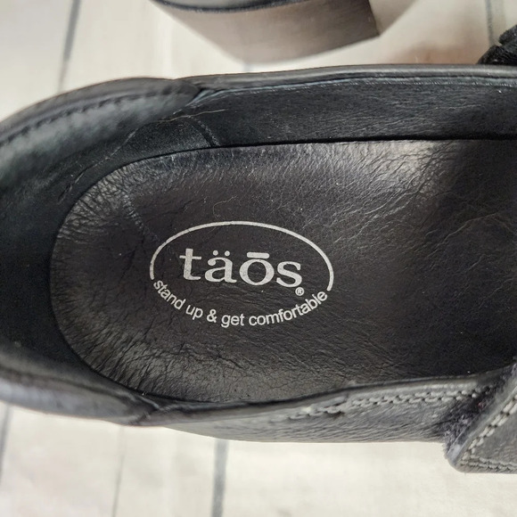 Taos  Black Leather Mary Jane Shoes Stacked Heel Size 41 - Picture 3 of 16